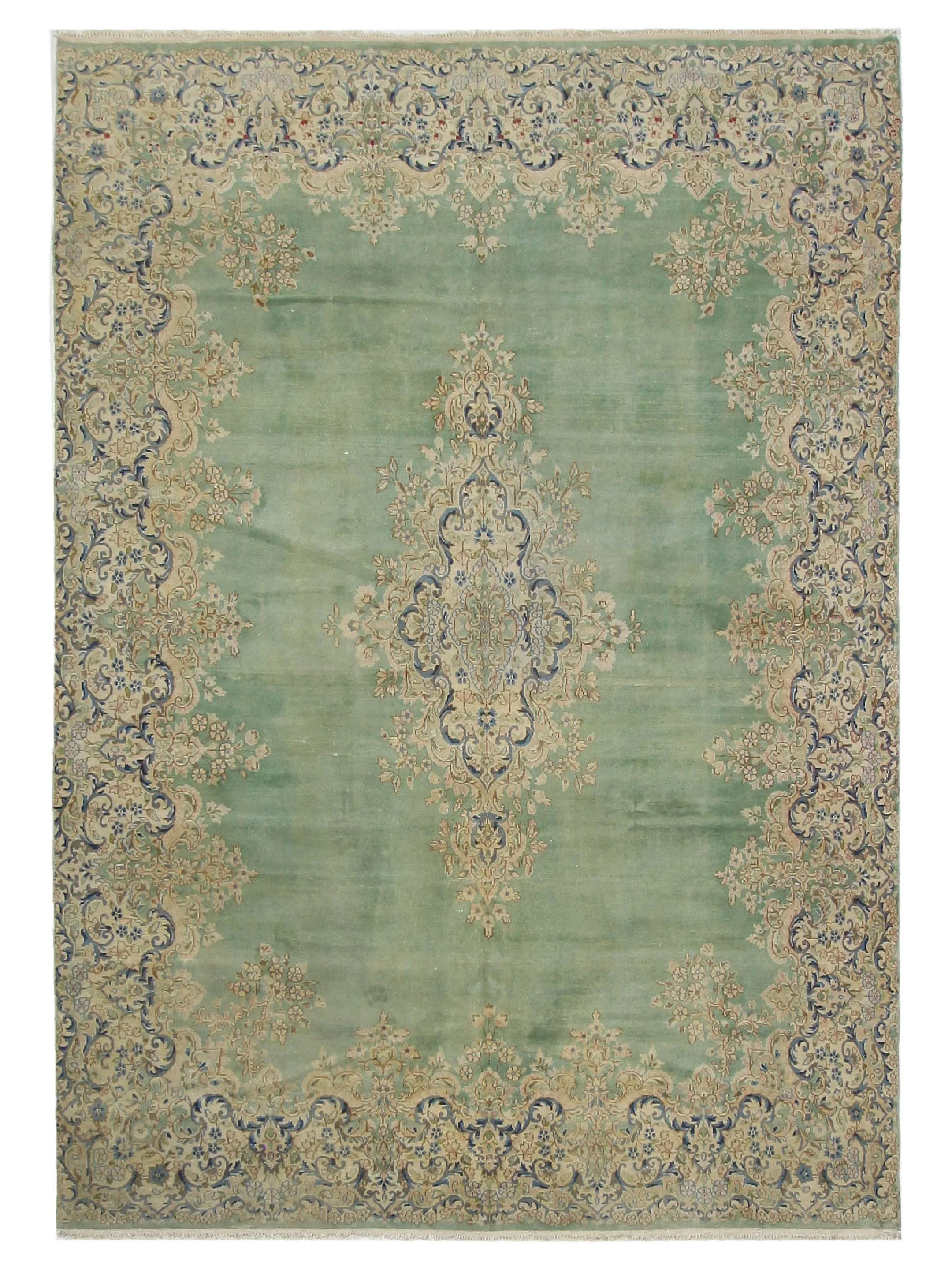 Kerman Hand Knotted Green 9x12