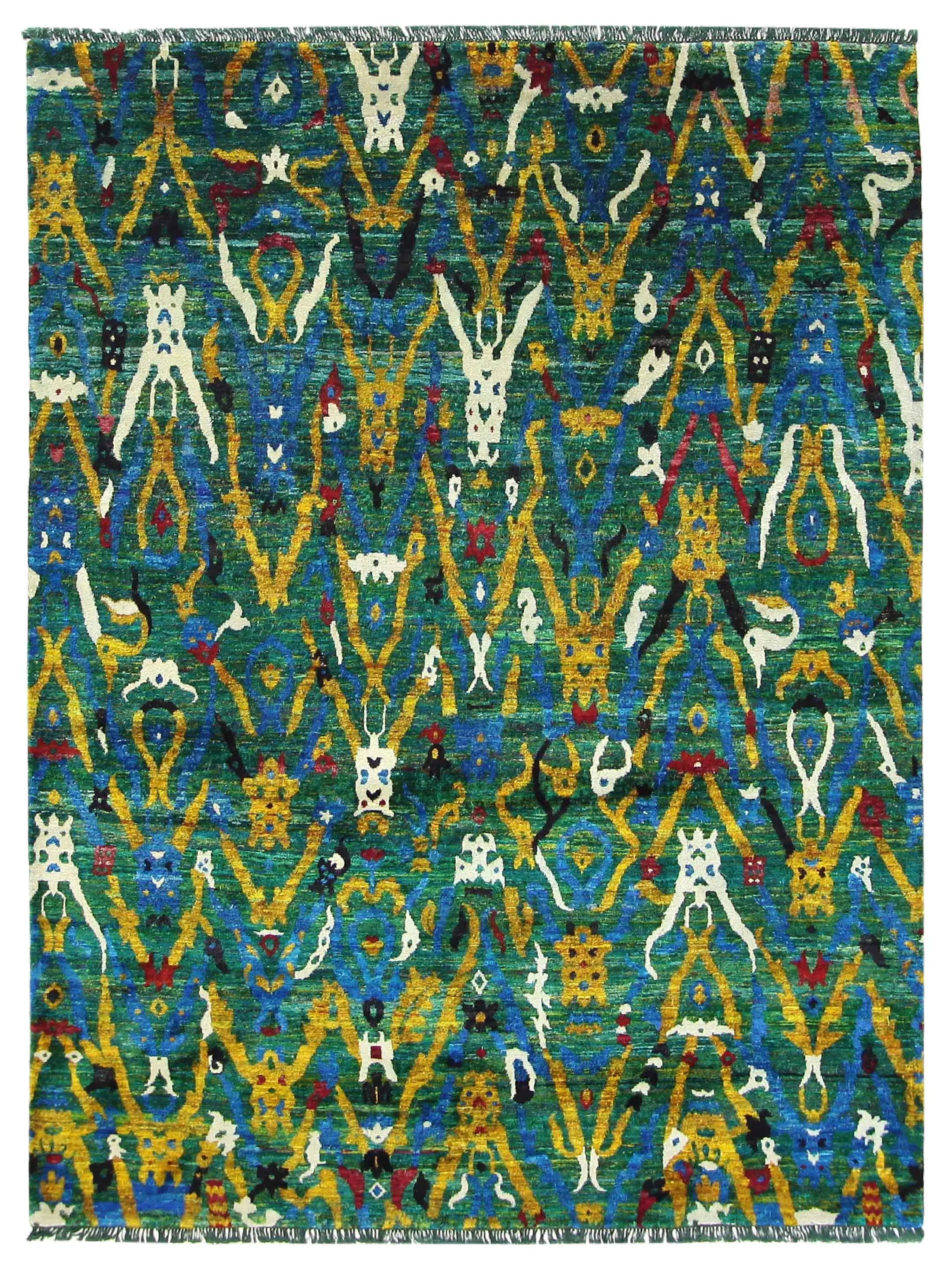 Sari Silk Hand Knotted Green 8x10
