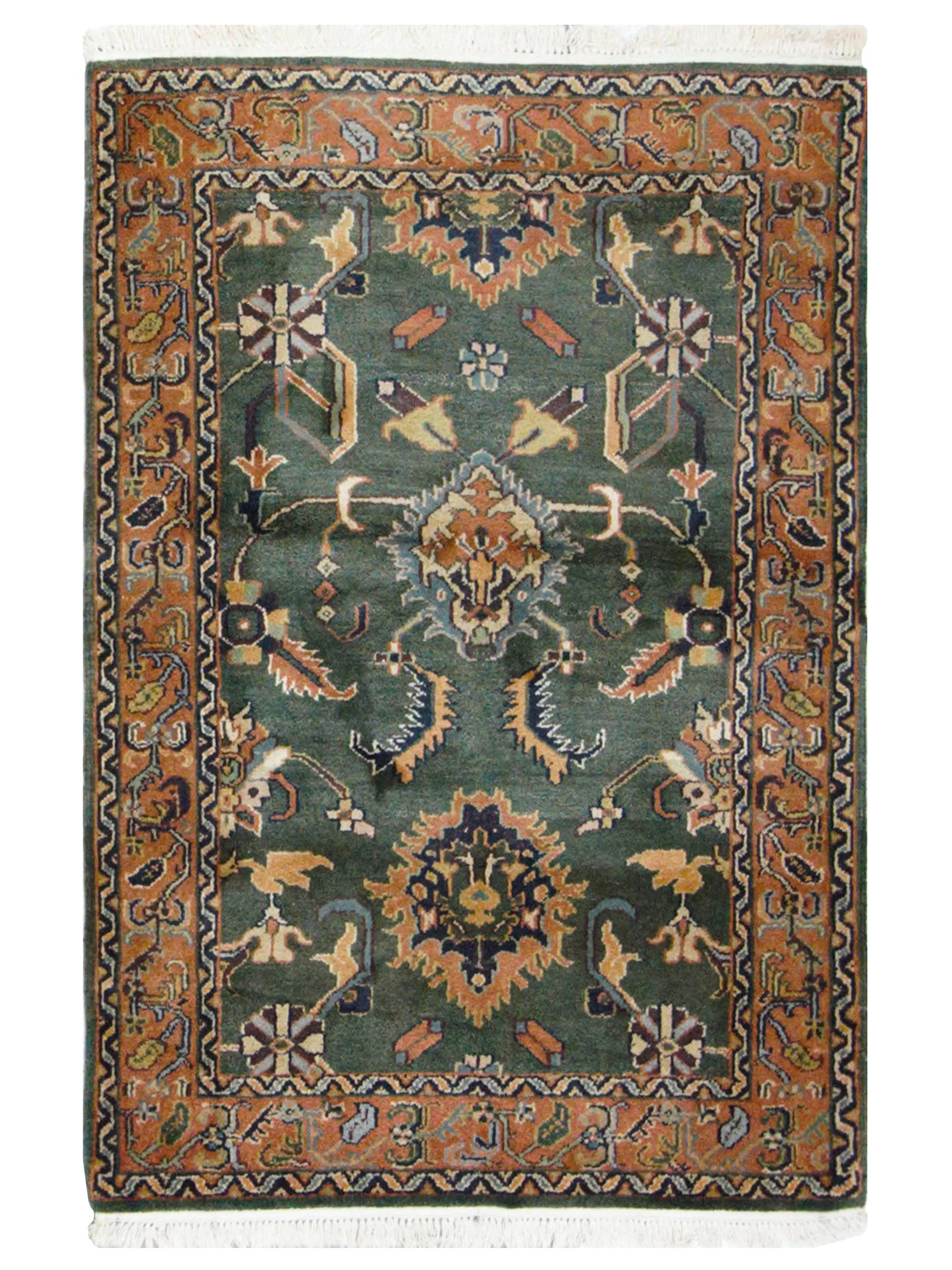 Ushak Wool Weft Hand Knotted Green 4x6
