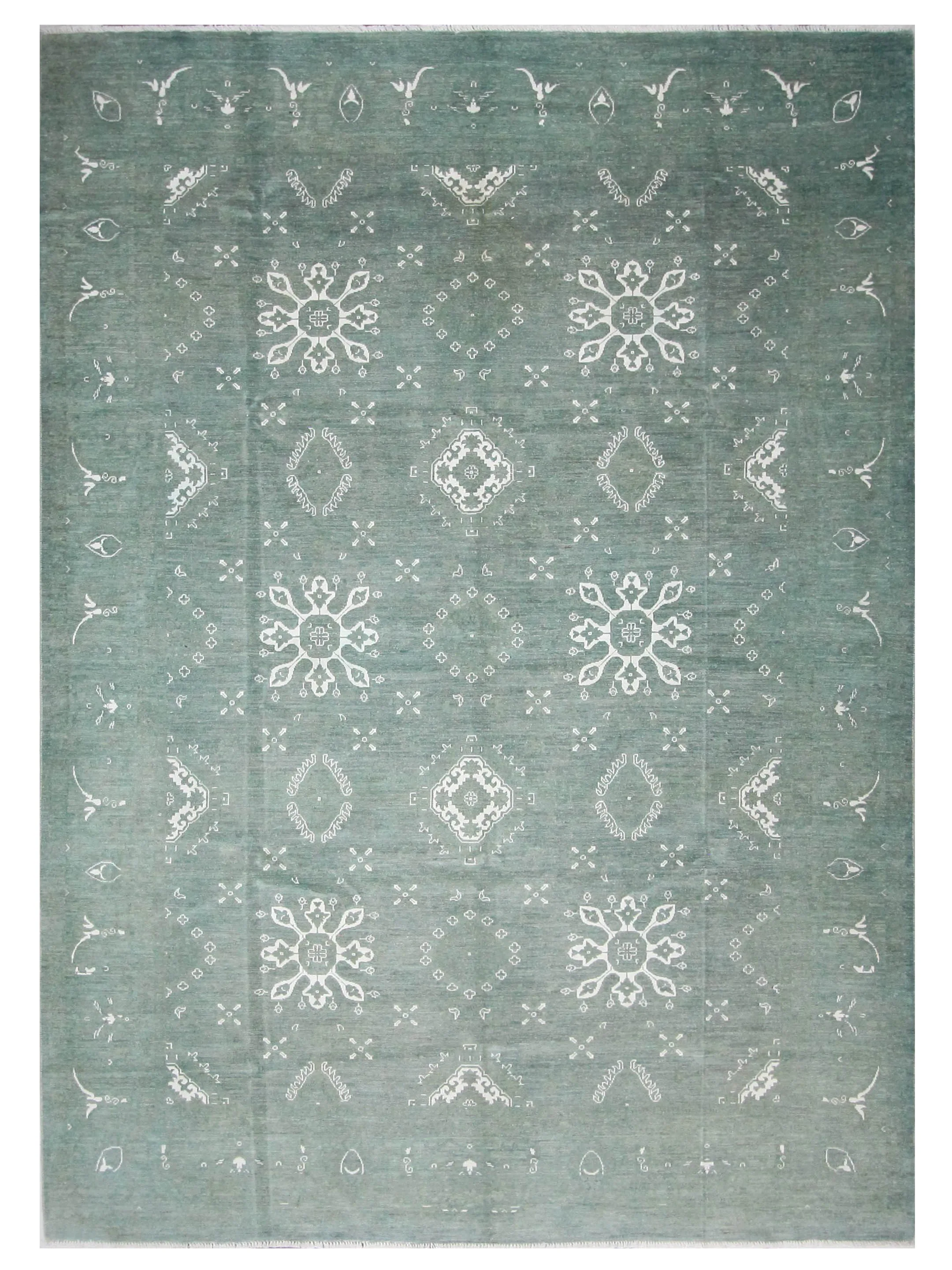 Ziegler Hand Knotted Green 9x12