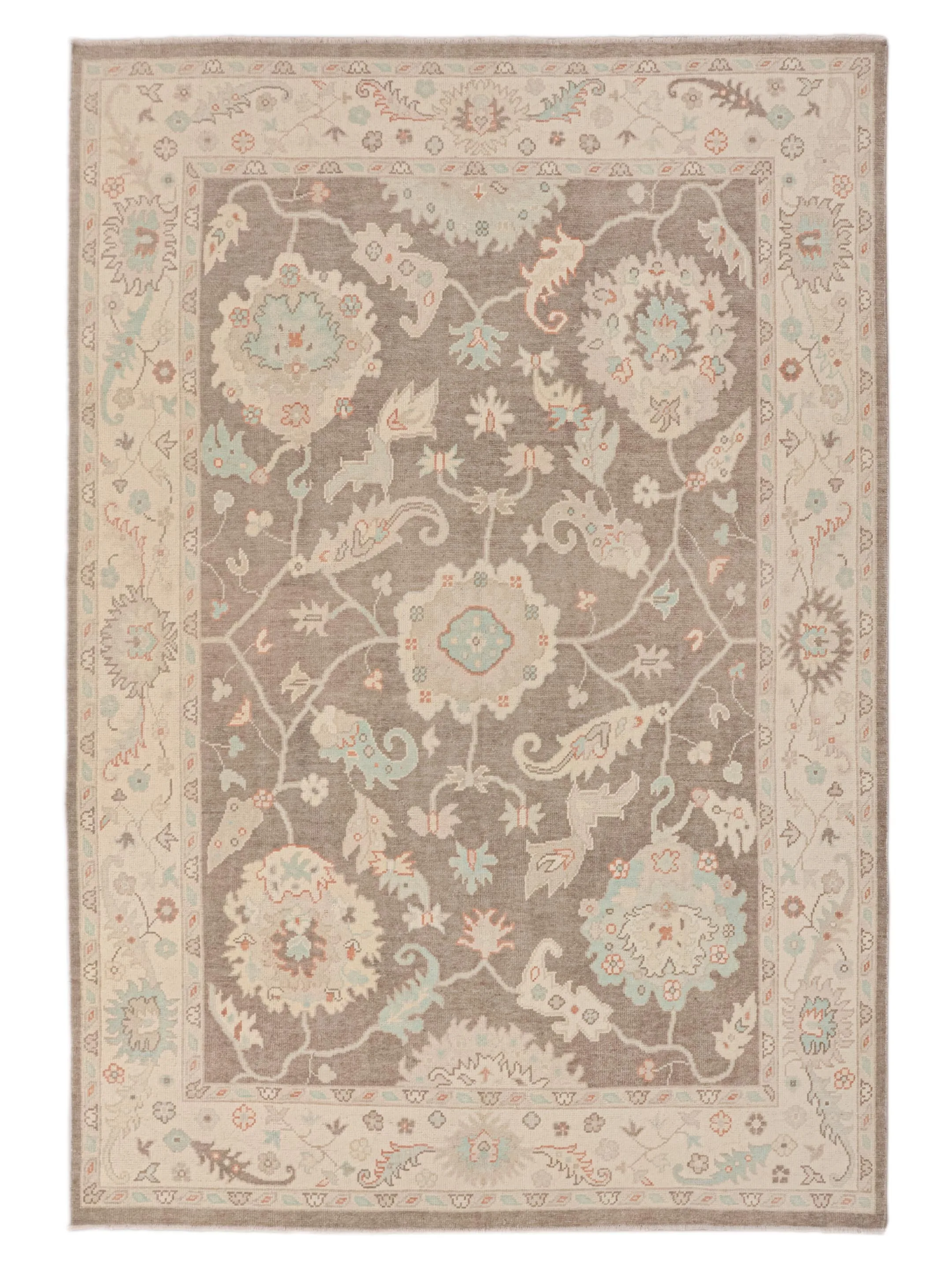 Ushak Hand Knotted Lt.Brown 9x12