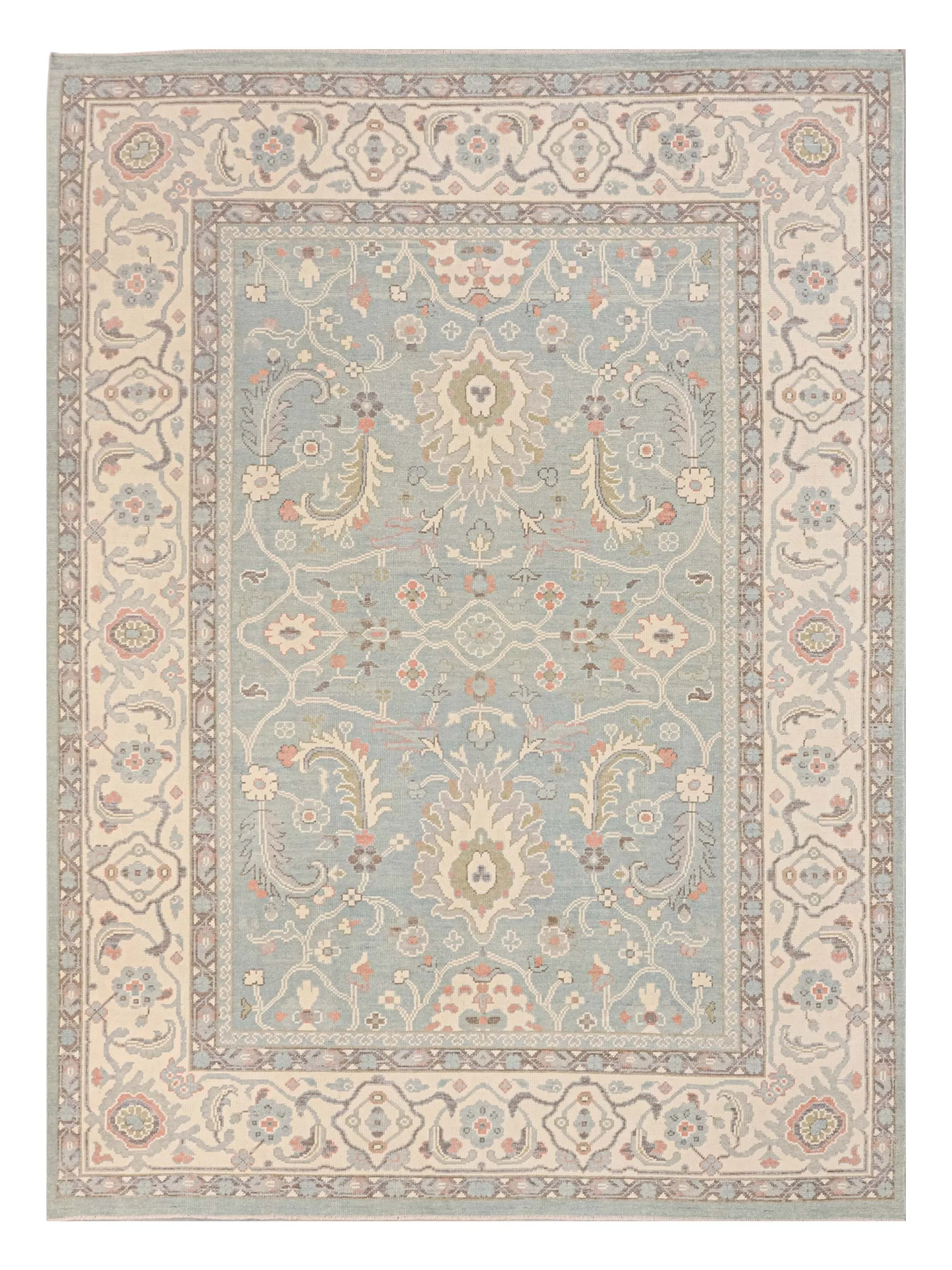 Ushak Hand Knotted Sky Blue 10x14